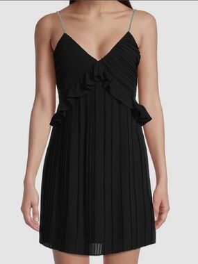 MICHAEL Michael Kors Pleaded Rhinestone Chain Straps Dress